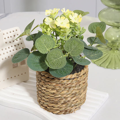 Artificial Eucalyptus Plant, Green Potted Grass, 11cm Decorative Plastic Leaves for Home, Office, Desktop, Outdoor and Exhibition Usage