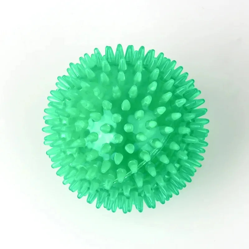 dog chew toy ball, rubber squeaky ball for tooth cleaning, interactive thorn design, ideal for puppy training, fetch games, durable, safe, indoor and outdoor use