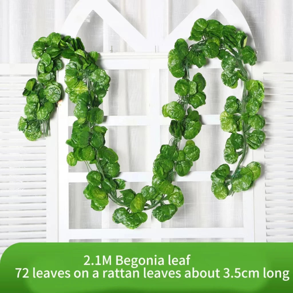 artificial green ivy leaf vine garland, silk hanging decoration, 2.1m length, home garden decor, wedding party display, outdoor use, diy crafts, wall accent