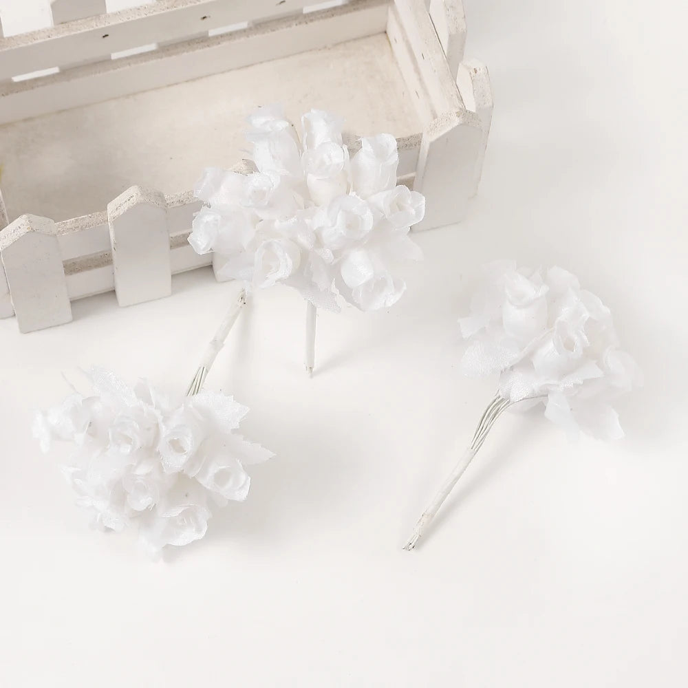 artificial mini rose flower bundle, silk bouquet for home decor, wedding decoration, crafting and gift accessories, 12 pieces, elegant floral display for indoor use