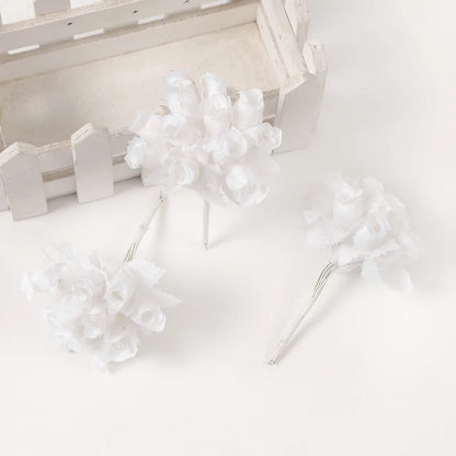 Artificial Mini Rose Flower Bundle, Silk Bouquet for Home Decor, Wedding Decoration, Crafting and Gift Accessories, 12 Pieces, Elegant Floral Display for Indoor Use