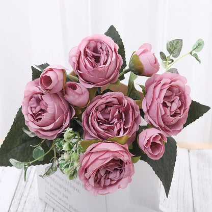 Silk Peony Rose Artificial Flower Bouquet for Wedding, Home Decor, Bridal Props, Indoor Events, Gift Arrangement, Photography Backdrop, Versatile Floral Accent