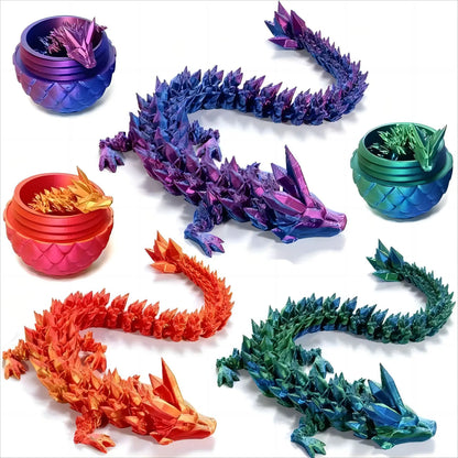 3D Printed Dragon Egg with Full Articulated Dragon Model Toy Ornament