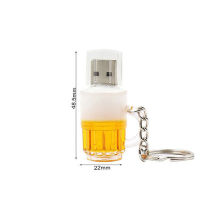 Creative Beer Mug USB 2.0 Flash Drive 64GB - Fun Memory Stick with Key Chain, Perfect Gift for Tech Lovers and Special Occasions!