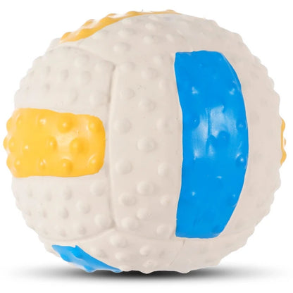 Interactive Squeaky Dog Toys Rubber Latex Balls for Small to Large Dogs, Rugby Football Volleyball Design, Pet Chew Ball, Stimulating Sounding Play