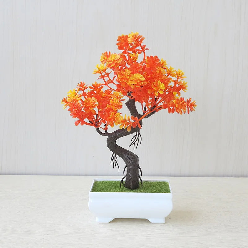 miniature artificial bonsai tree in pot, elegant faux plant decoration for home or office, desktop zen garden ornament, ideal for indoor use and exhibitions
