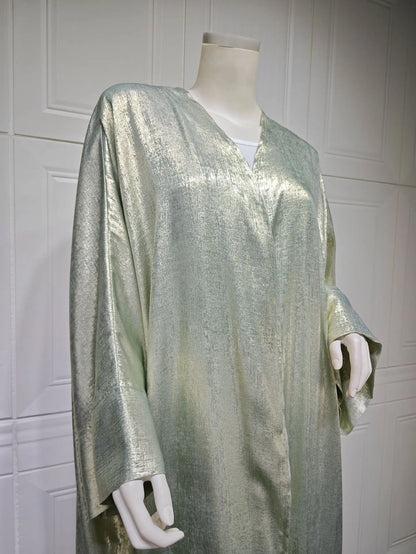 Shiny Satin Batwing Abaya Caftan Femme Open Abayas Luxury Kaftan for Women Dubai Turkey Kebaya Outfit Robe Clothing Musulmane - Elegant and Stylish Fashion