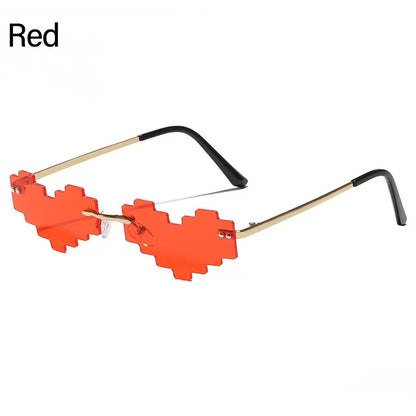 Novel Mosaic Heart Sunglasses Funny Pixelated Mosaic Glasses Retro Gamer Robot Eyeglasses Cosplay Party Glasses for Men Women - UV Protection Stylish Retro Eyewear