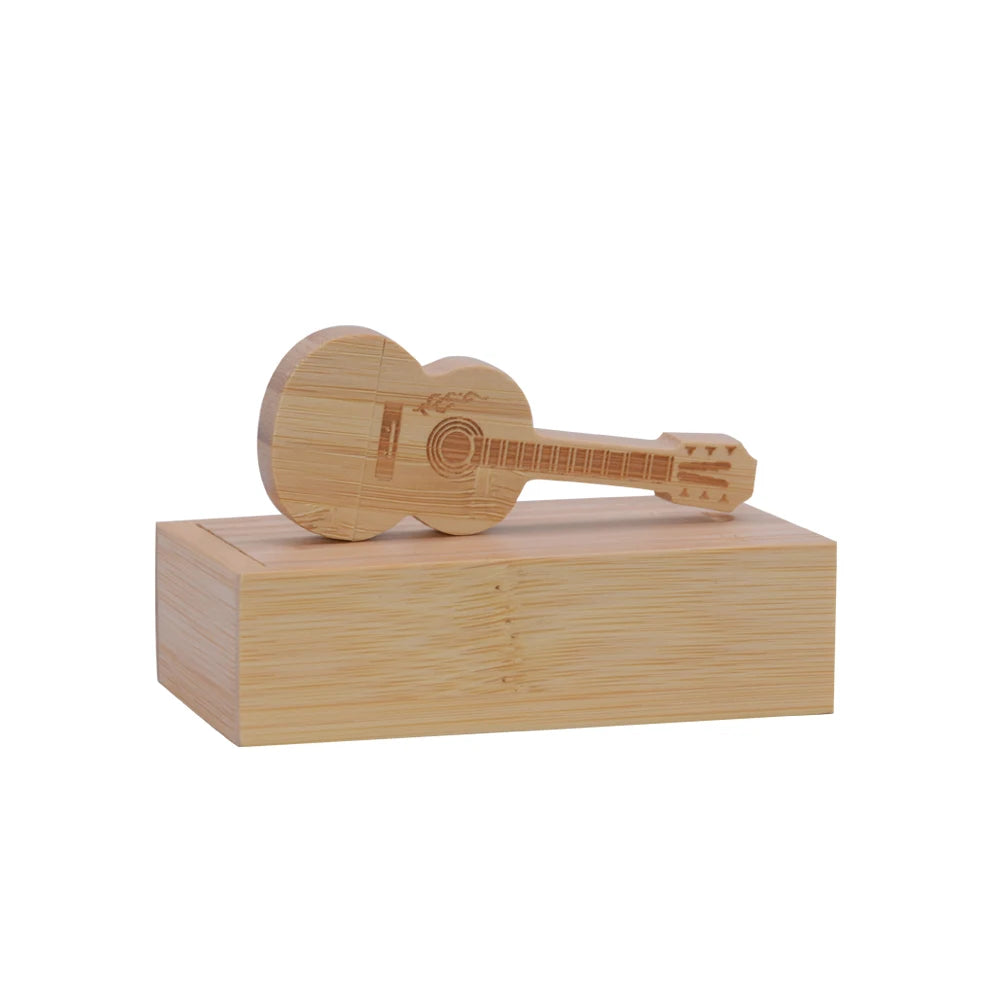 guitar-shaped wooden usb flash drive 4gb-128gb | creative memory stick for gifts, weddings, photography, business | usb 2.0 pendrive