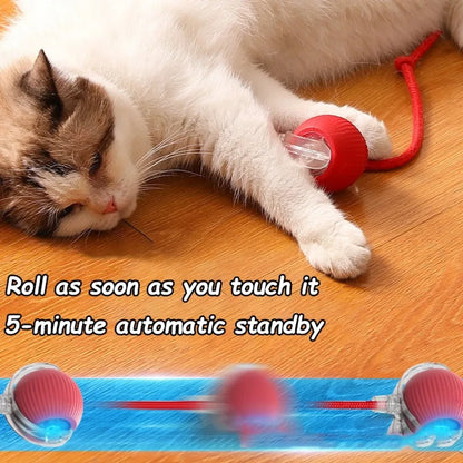 Interactive Pet Toy Ball for Cats & Dogs - Rechargeable Electric Mouse Imitation, Faux Tail, Automatic Rolling, Durable Rubber & Plastic, Ideal for Play & Training