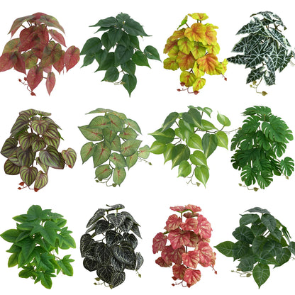 Artificial Plant Monstera Pothos, Lifelike Leaf with Stem, Decorative Greenery for Living Room, Hotel, Office, and Window Display, Indoor and Outdoor Home Decor