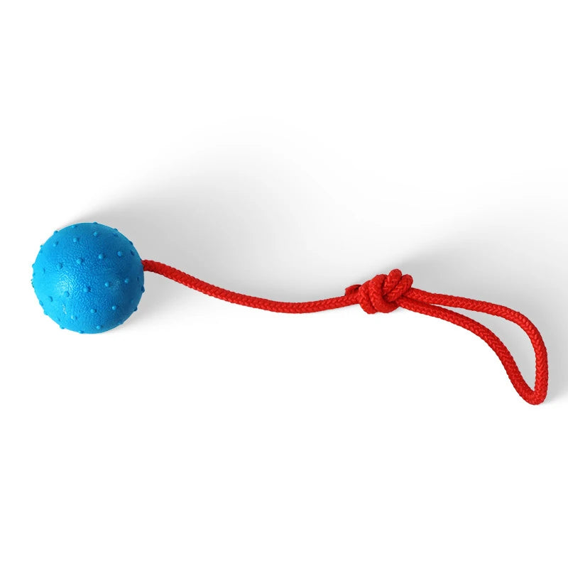 rubber ball with rope dog chew toy, indestructible pet bite training aid, molar interactive play, funny puppy teething toy, durable solid design for active dogs