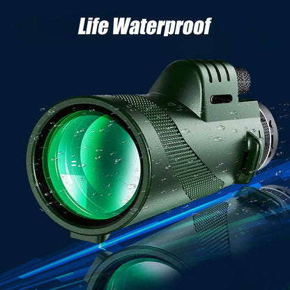 B0B49MQYWX 80x100 HD Monocular Smartphone Adapter Tripod Telescope Hike Birdwatching