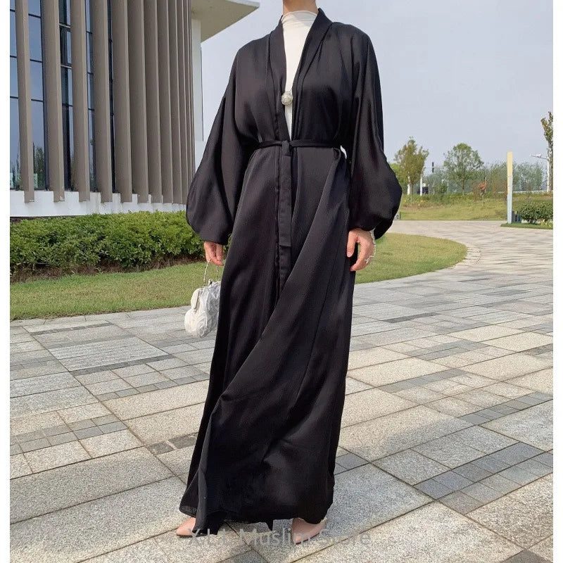 prayer clothes women satin cardigan robe islamic long-sleeved dress 2024 - modest fashion, comfortable fit, ideal for daily wear and special occasions