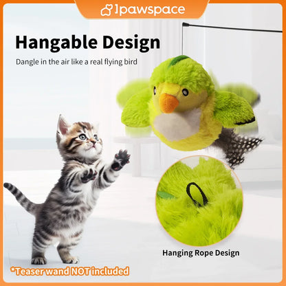 Interactive Cat Toy with Rechargeable Battery, Feather and Chirping Features, Touch Activated, Durable Play, Engaging for Kittens and Adults, Pet Entertainment Accessory