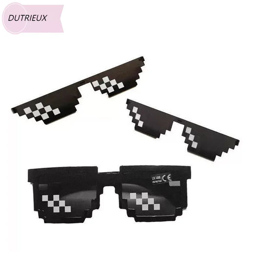 8 Bit Thug Life Sunglasses Pixelated Eyewear UV400 Unisex Vintage Party Glasses Perfect Gift for Gamers Fun Mosaic Toy Eyeglasses for Men and Women
