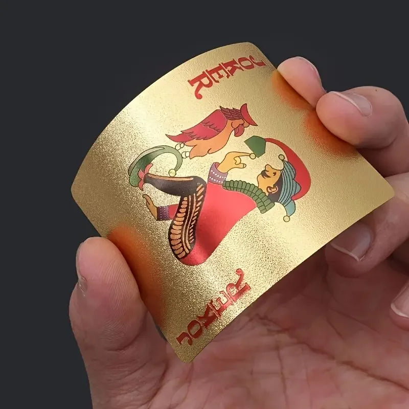 gold plated foil poker cards deck waterproof plastic playing card game props for luxurious game nights, perfect for all ages, durable and easy to clean
