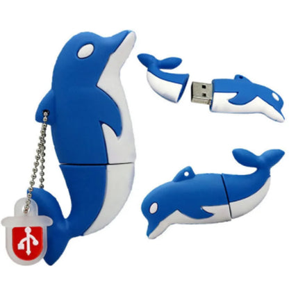USB Flash Drive Cartoon Dolphin 4GB 8GB 16GB Silicone Fish Memory Stick USB 2.0 Pen Drive for Car Music, Office, Gifts - High Speed Storage Device