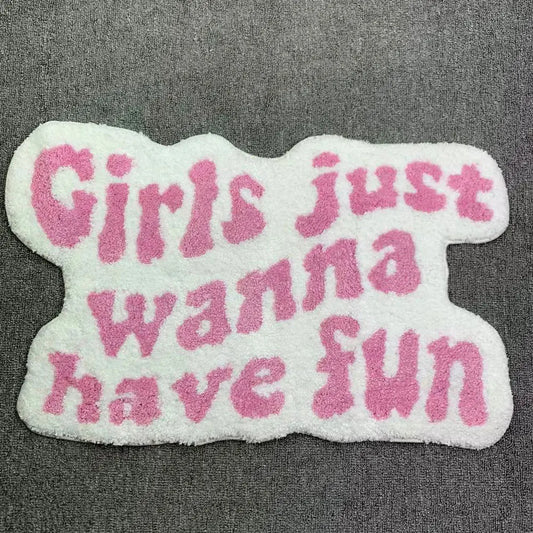 50x80cm Irregular Shaped Pink Letters Soft Aesthetic Carpet Flocked Room Door Mat Rug Three Styles Bedside Rug Non-Slip for Home Bathroom Floor Decor