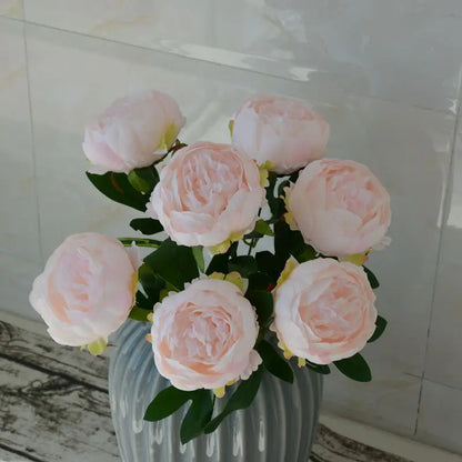 Silk Artificial Peony Bouquet, 7-Head Flower Branch, 45 cm, Pink Blue Red White, Home Decor, Wedding & Anniversary Decoration, Indoor Use, Party & Office Display