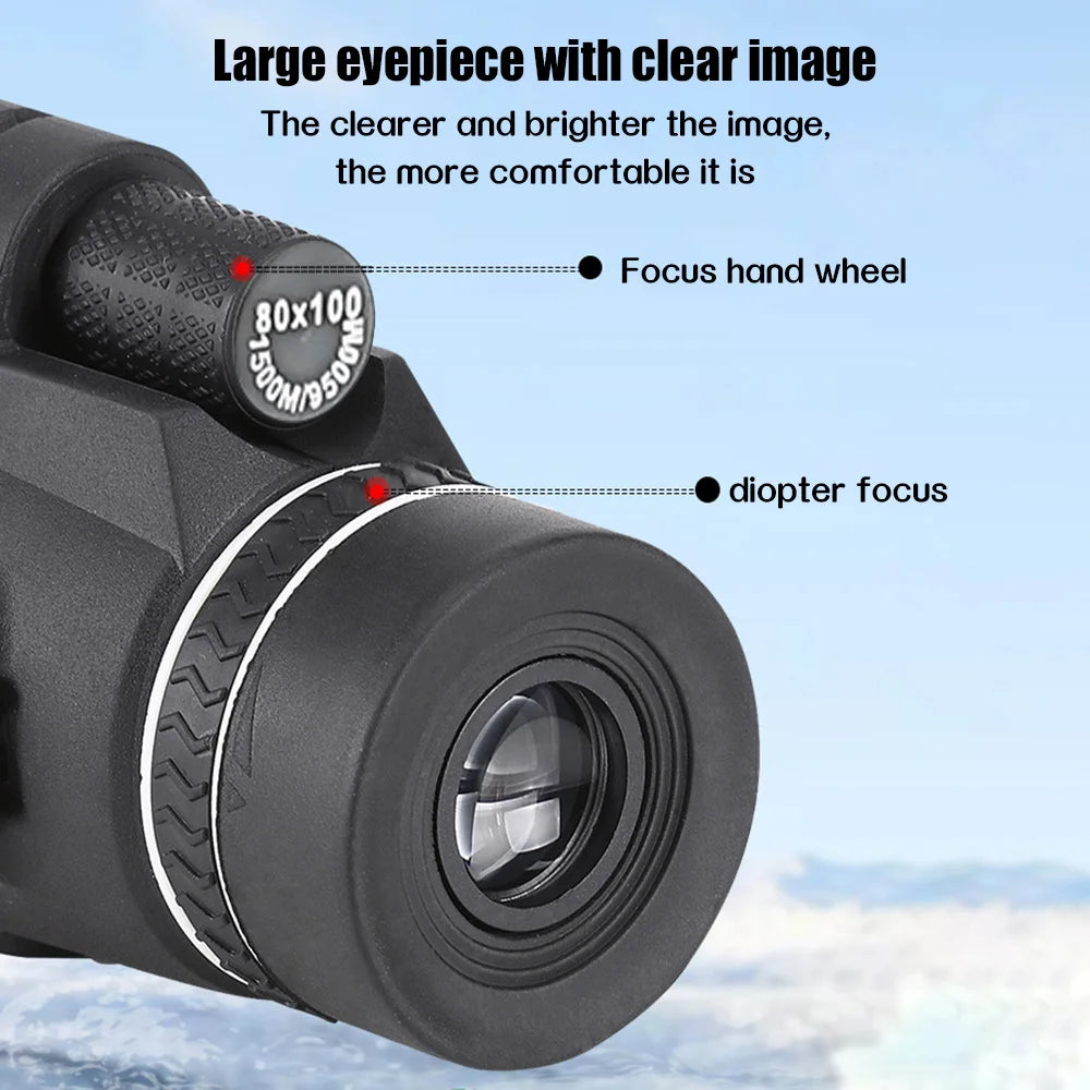 b0b49mqywx 80x100 hd monocular smartphone adapter tripod telescope hike birdwatching