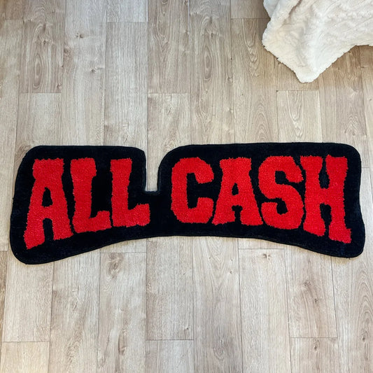 All Cash Black Red Tufted Rug Living Room Carpet Bathmat Soft Bedroom Cloakroom Mat Aesthetic Home Floor Pad Non-Slip Washable Multi-Use Design