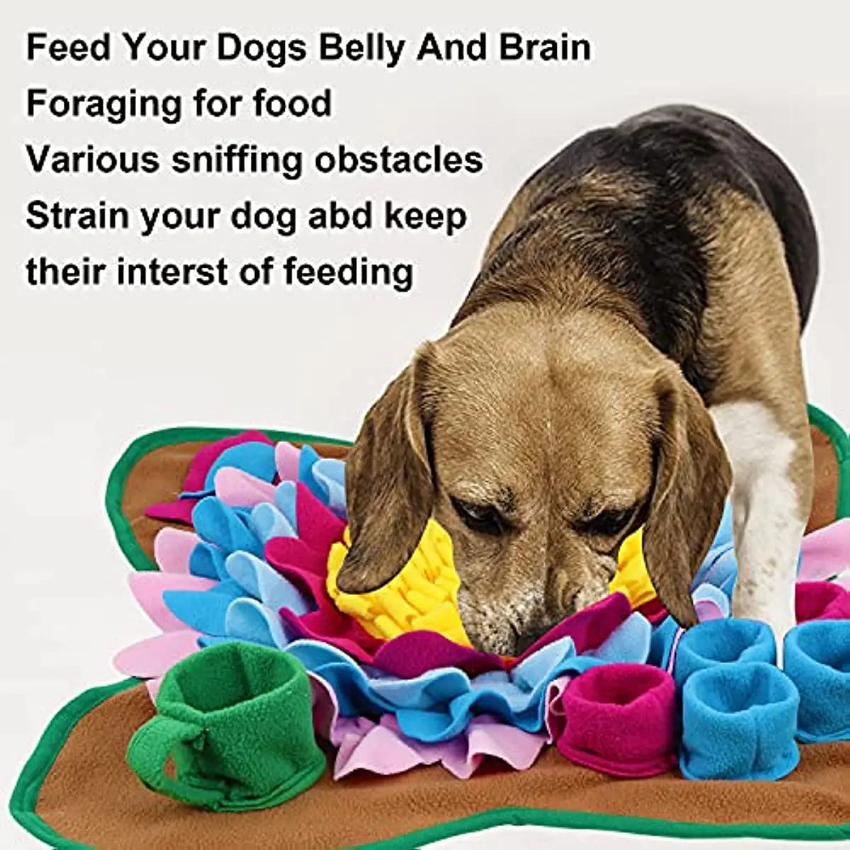 interactive pet snuffle mat for dogs and cats, fleece feeding blanket, anti-choking feature, mental stimulation, slow feeder training toy, enrichment activity pad