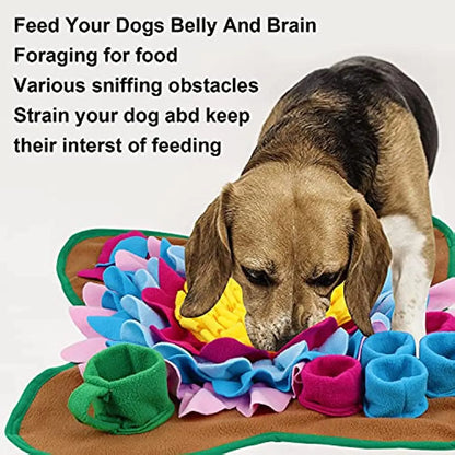 Interactive Pet Snuffle Mat for Dogs and Cats, Fleece Feeding Blanket, Anti-Choking Feature, Mental Stimulation, Slow Feeder Training Toy, Enrichment Activity Pad