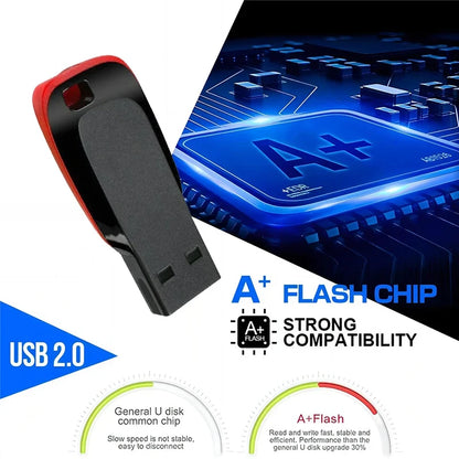 Waterproof USB 2.0 Flash Drive Memory Stick - 8GB to 128GB Storage for Laptops, PCs, Cars, TVs - Black with Red Edges - Ideal for Weddings, Business, Photography Studio Gifts