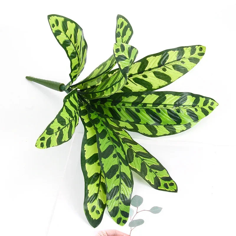 artificial tortoiseshell leaf dieffenbachia, silk fake plant for living room decor, small fairy taro design, indoor & outdoor decoration, plastic & silk material