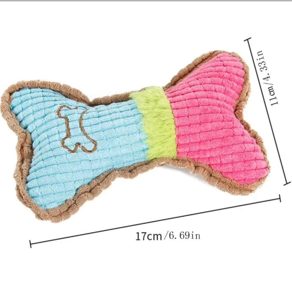 squeaky plush bone chew toy for puppies & small dogs – soft fleece, lightweight, safe for teething, indoor outdoor fun, interactive & gift-ready entertainment