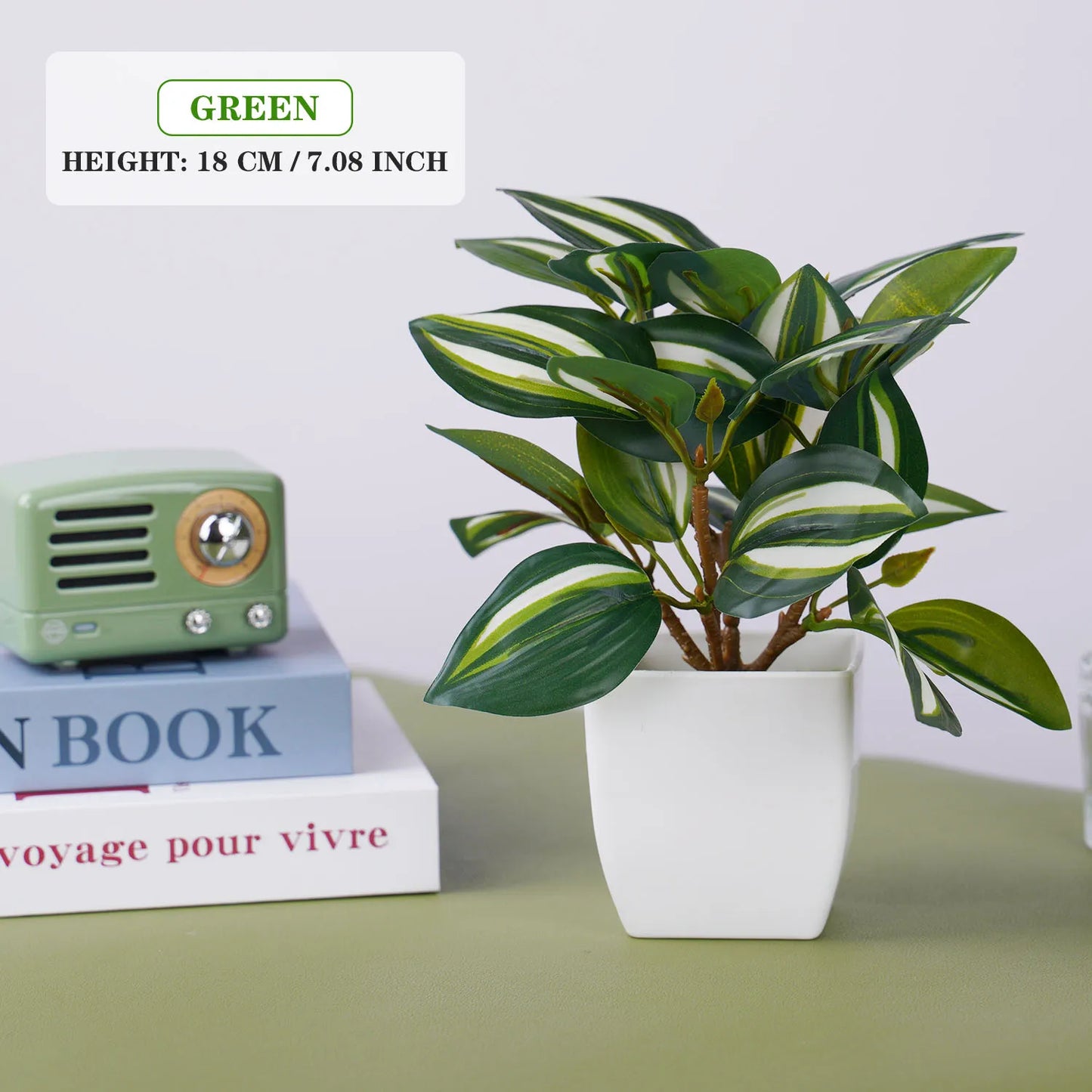 artificial bonsai plant in pot, green plastic potted ornament for home, office, hotel, or wedding decor, desktop decoration, ideal for gifts and outdoor use, 1 piece