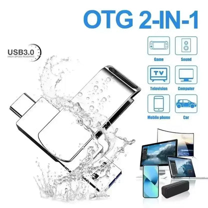 16TB USB 3.2 Flash Drive Metal High-Speed Memory Stick for Windows & Mac, Waterproof, Portable Plug and Play Compatible with All Systems
