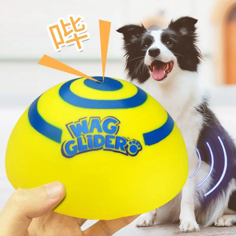 rubber dog teething toy stick, flying disc for puppies, interactive pet play ball, yellow, sound-emitting, suitable for indoor outdoor fetch games