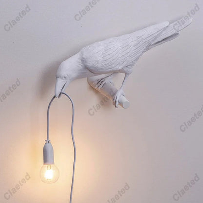 B094VP69R2 Resin Lucky Bird Crow Wall Lamp Table Lamp Night Light Bedroom Bedside Living Room Wall Lamp Home Decoration