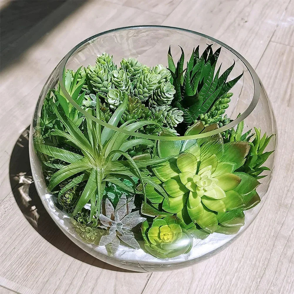 12pcs pvc artificial succulents set - flocking fake green plants for home, office, desktop bonsai decor, miniature potted flowers, fairy garden accessories