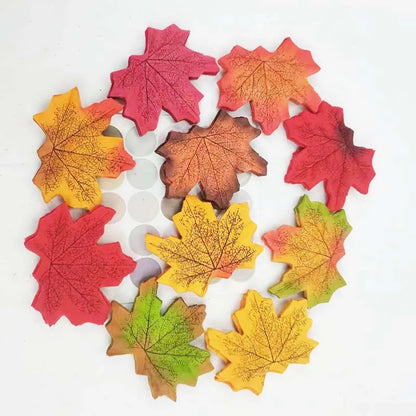 Pack of 50 or 100 Silk Artificial Maple Leaves for Seasonal Decor, Weddings, Christmas, Halloween, and DIY Crafts, Ideal for Indoor and Outdoor Home Decoration