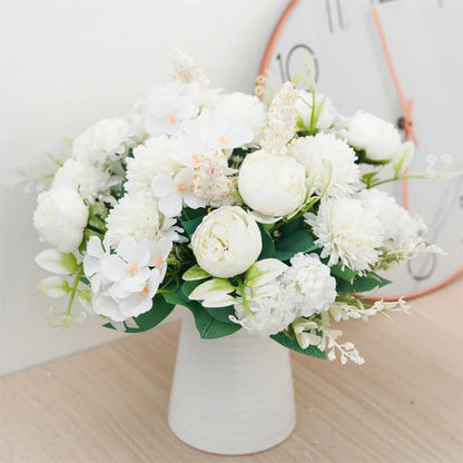 Silk Peony Bouquet Artificial Flowers for Weddings, Home, Garden Decoration, Floral Arrangements, Valentine's, Birthday or Anniversary Gifts, 30cm Long - 6 Colours Available