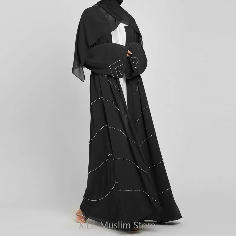 dubai 2024 luxury opened kimono abaya long loose dress prayer garment for women - elegant party kaftan, modest islamic fashion, spring summer wear, sizes s-xxl