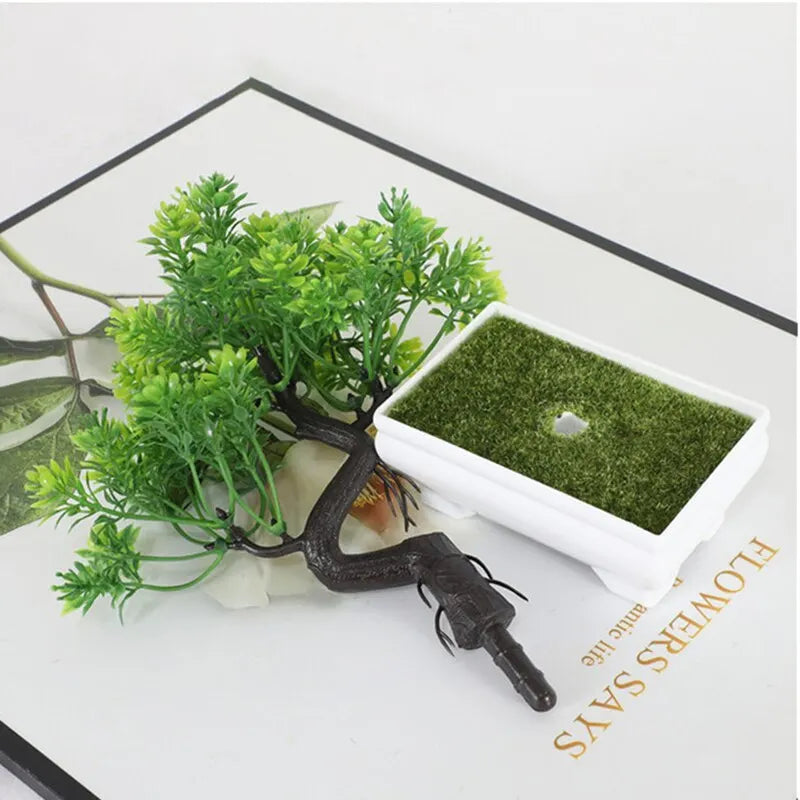artificial bonsai tree decoration - realistic plastic plant with pot for home, office, indoor and outdoor anniversary or exhibition display - elegant tabletop ornament