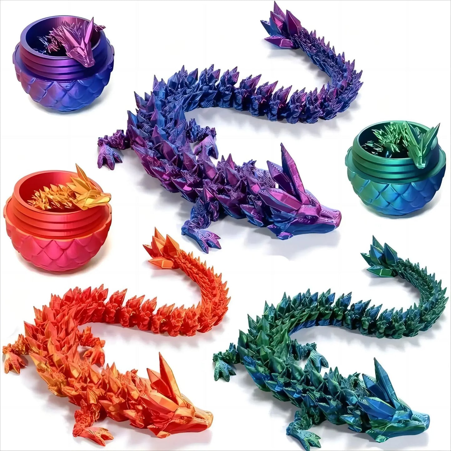 3d printed dragon egg with dragon full articulated dragon modle movable rotatable articulated desktop ornament kid toy
