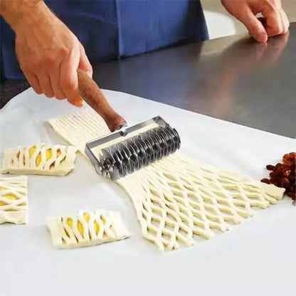 B09H1WSHLJ Kitchen Stainless Steel Lattice Cutter Roller Pastry Bread Pizza Wheel Pie Dough  DIY Bakeware Cooking Tools