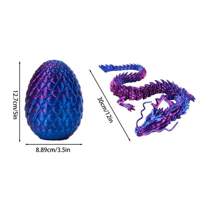 Crystal Dragon Action Figures 3D Printed Articulated Dragon With Egg Dinosaur Christmas Fidget Toy For Girls Kids Easter Basket