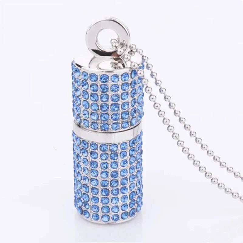 jaster crystal usb 2.0 flash drive 128gb  pen drive 64gb  blue pink memory stick 32gb crystal necklace creative birthday gift