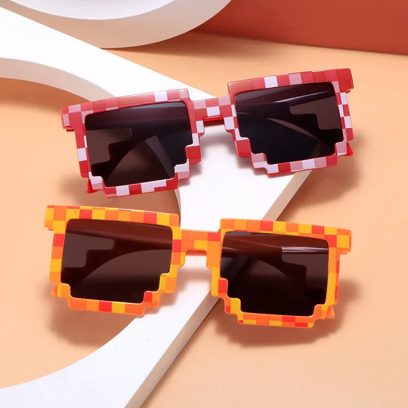new fashion sun glasses hot sale sunglasses creeper glasses novelty mosaic funny goggles boys girls pixel eyewear for party and outdoor fun
