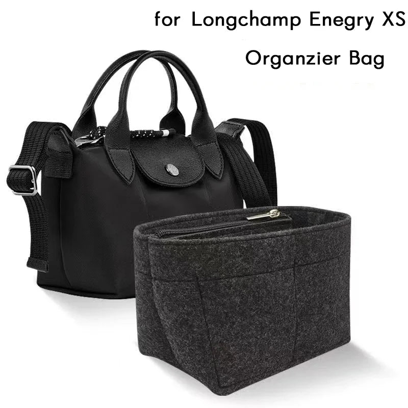 felt cloth insert bag for longchamp le pliage cuir top handle bag xs organizer makeup pouch travel inner handbag storage divider