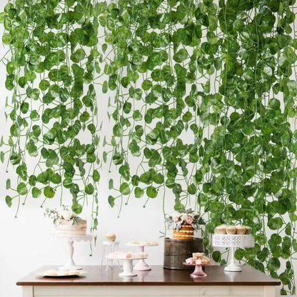 Artificial Ivy Garland Rattan Vine - Home, Bridal Shower, Outdoor Decor - 2.1M/2.3M Length, Hanging Fake Foliage, Greenery Creeper, Leaf Wreath for Exhibition Use