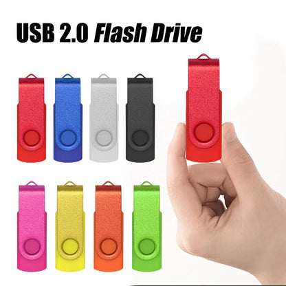 USB Flash Drive Multi-Storage Options, High-Speed Metal Pen Drive, USB 2.0, 128GB/64GB/32GB/16GB/8GB/4GB, Universal Use for Computer, Car, TV, 8 Colour Choices