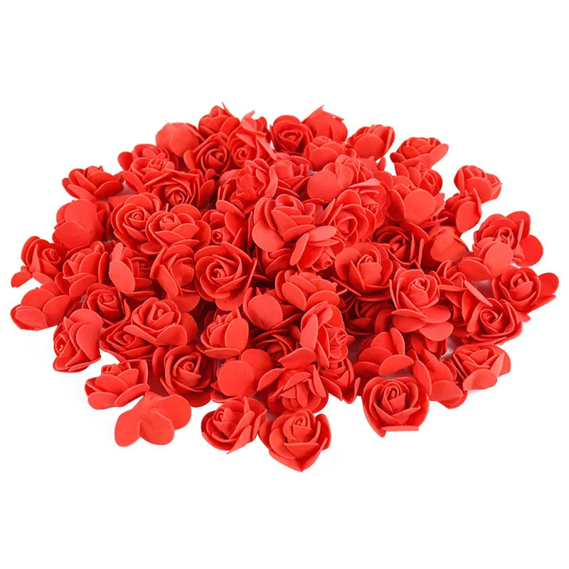 artificial foam rose flowers, 100/300pcs 3cm, diy craft supplies for wedding, valentine's day, bridal shower, home decor, indoor floral arrangements