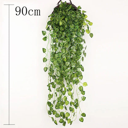 Artificial Ivy Garland Rattan Vine - Home, Bridal Shower, Outdoor Decor - 2.1M/2.3M Length, Hanging Fake Foliage, Greenery Creeper, Leaf Wreath for Exhibition Use